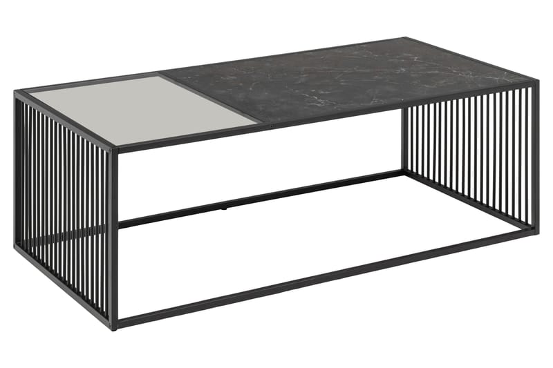 Saklani 120x60 cm Rektangulært Sofabord i Metall med Glassplate - Svart - Møbler - Bord - Sofabord