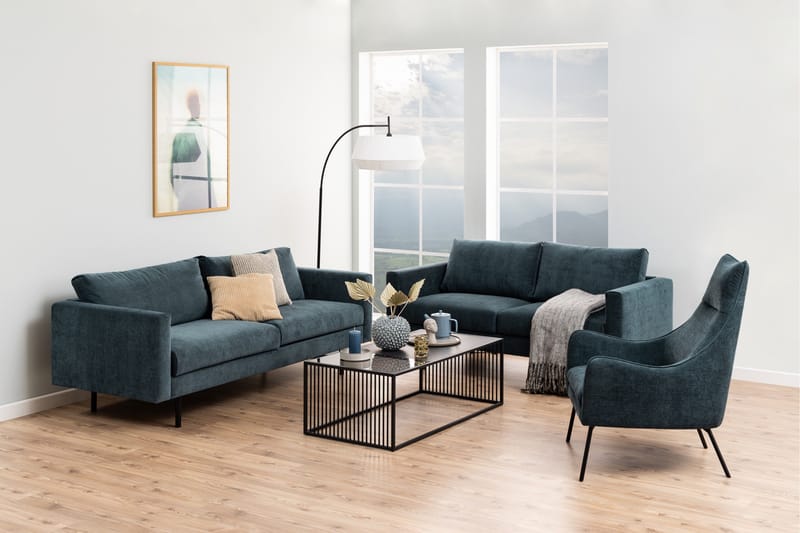 Saklani 120x60 cm Rektangulært Sofabord i Metall med Glassplate - Svart - Møbler - Bord - Sofabord