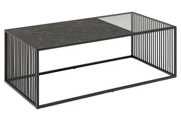 Saklani 120x60 cm Rektangulært Sofabord i Metall med Glassplate - Svart - Møbler - Bord - Sofabord