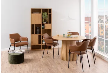 Saku Rundt Spisebord 120 cm med Tre- og Eikeutseende - Beige - Møbler - Bord - Spisebord & kjøkkenbord