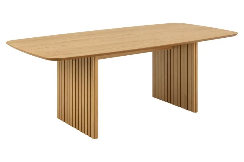 Saku Stort Rektangulært Spisebord 220 cm med Tre- og Eikeutseende, Beige