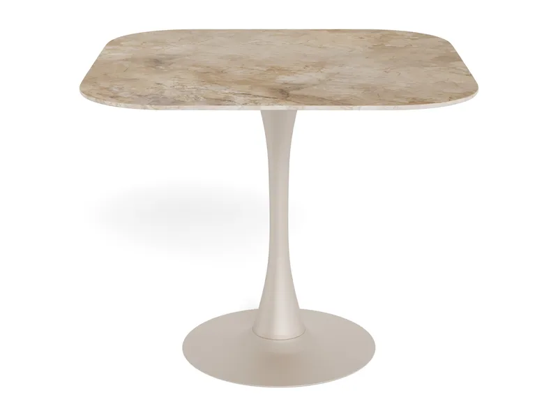 Salm Spisebord 90 cm kvadratisk, Brun keramisk topp; grå base