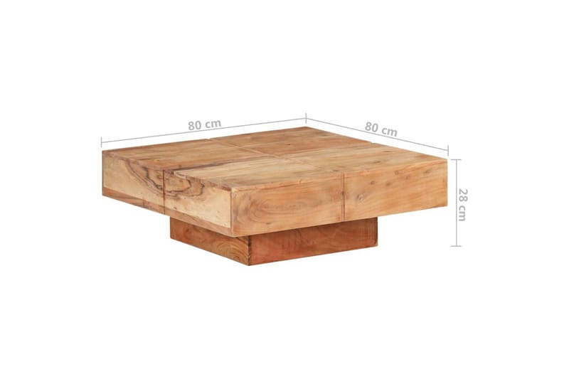 Salongbord 80x80x28 cm heltre akasie - Brun - Møbler - Bord - Sofabord