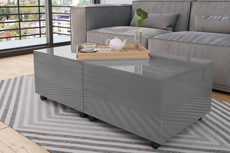 Salongbord høyglans grå 120x60x35 cm - Grå - Sofabord