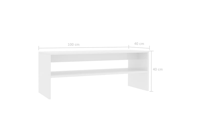 Salongbord høyglans hvit 100x40x40 cm sponplate - Hvit - Sofabord