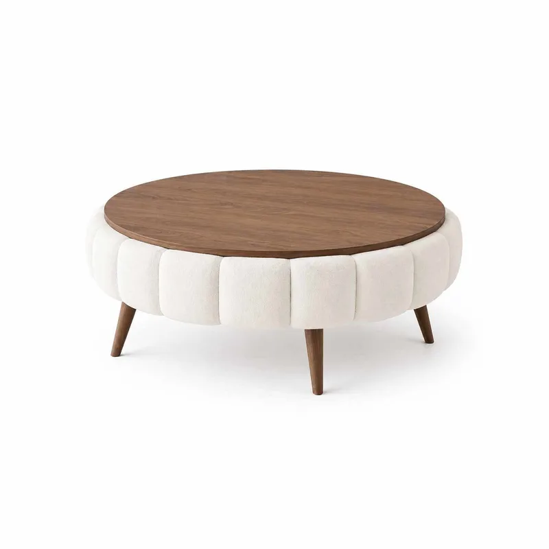 Salongbord Homitis Roundy (Ø100 x H44 cm) Hvit valnøtt, undefined