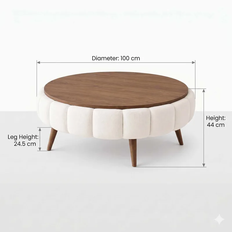 Salongbord Homitis Roundy (Ø100 x H44 cm) Hvit valnøtt - Møbler - Bord - Sofabord