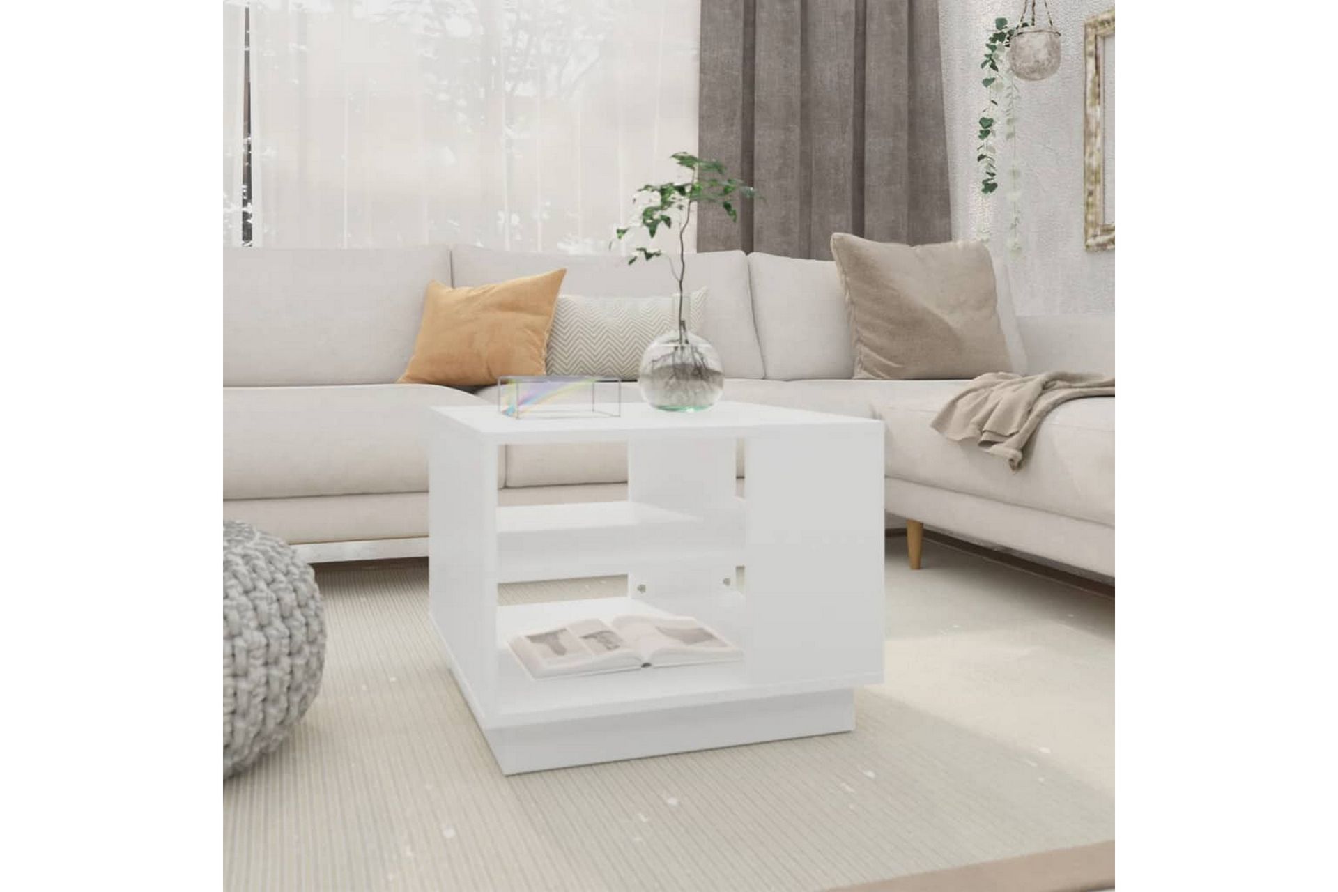 Salongbord hvit 55x55x43 cm sponplate - Hvit - Møbler - Bord - Sofabord