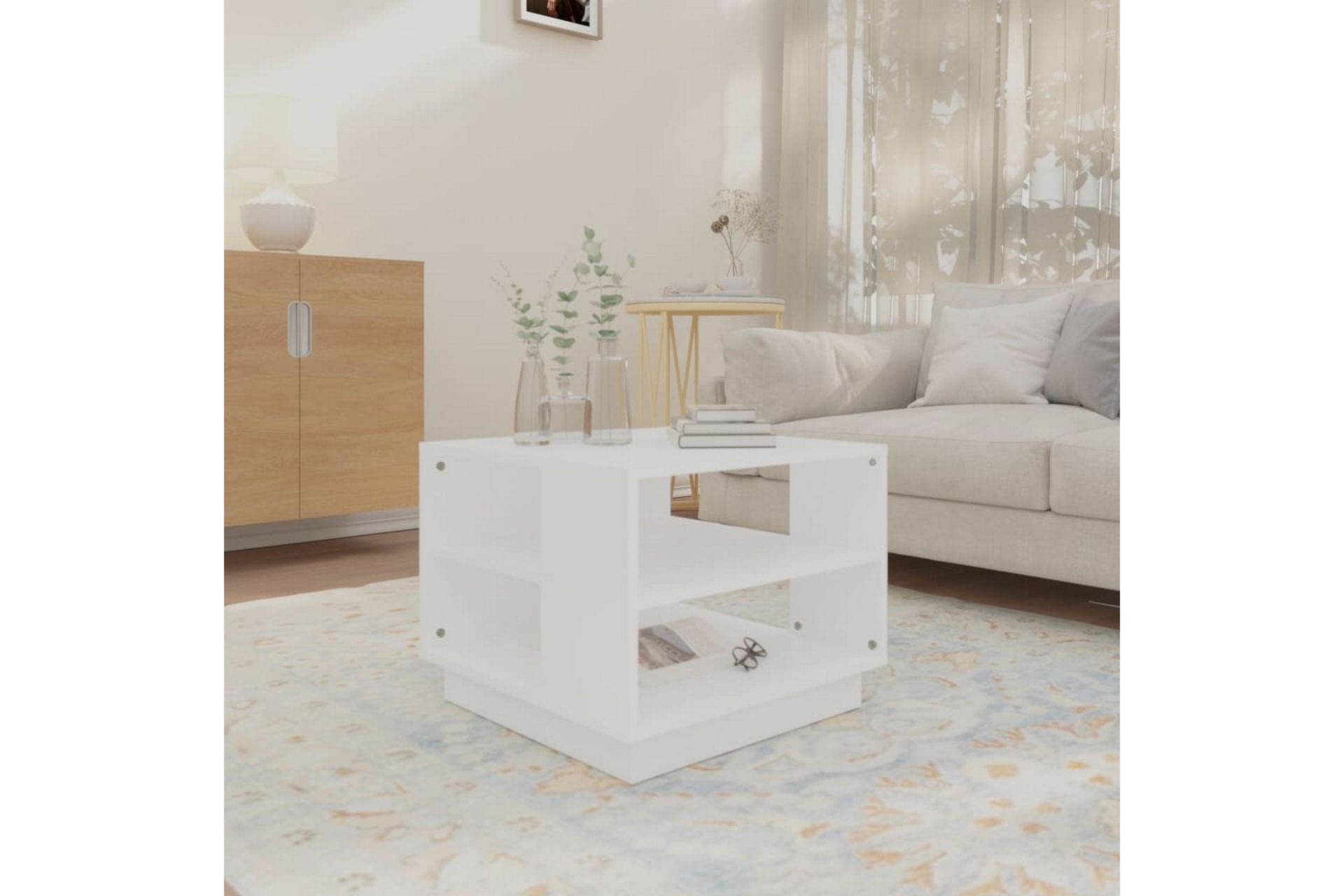 Salongbord hvit 55x55x43 cm sponplate - Hvit - Møbler - Bord - Sofabord