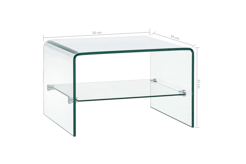 Salongbord klart 50x45x33 cm herdet glass - Gjennomsiktig - Sofabord