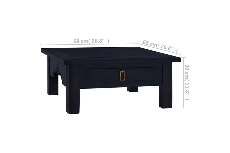 Salongbord lys svart kaffe 68x68x30 cm heltre mahogni - Svart - Møbler - Bord - Sofabord