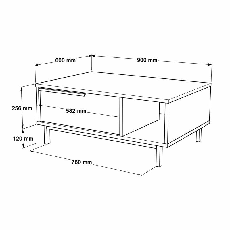 Salongbord Skye Decor Cleo Shelf (90 x 37,6 x 60 cm) Naturlig hvit - Naturlig og hvit - Møbler - Bord - Sofabord