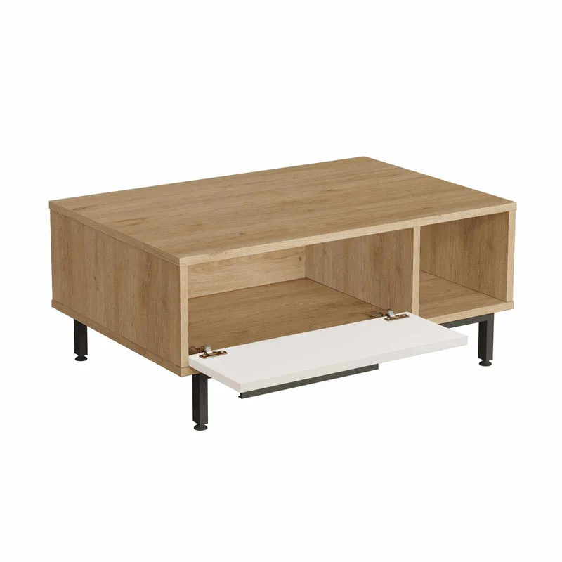 Salongbord Skye Decor Cleo Shelf (90 x 37,6 x 60 cm) Naturlig hvit, Naturlig og hvit