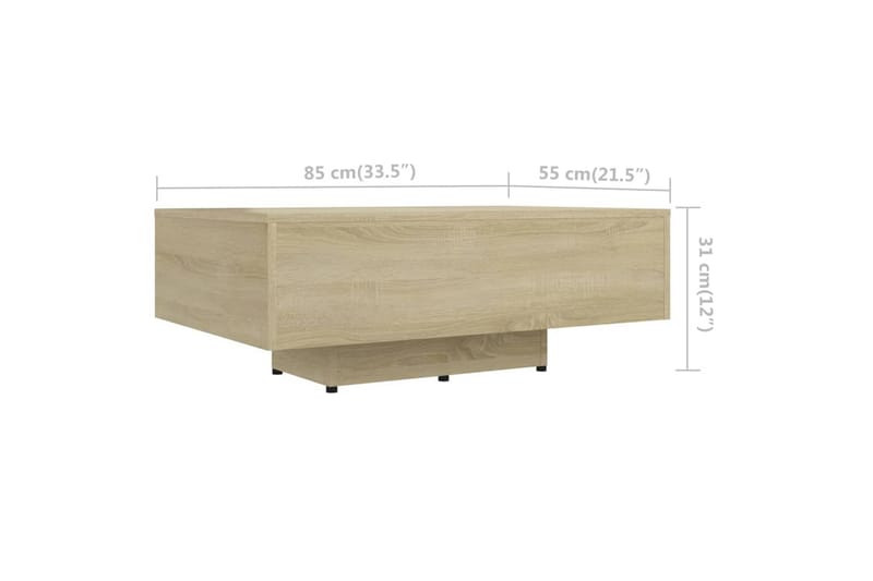 Salongbord sonoma eik 85x55x31 cm sponplate - Brun - Møbler - Bord - Sofabord