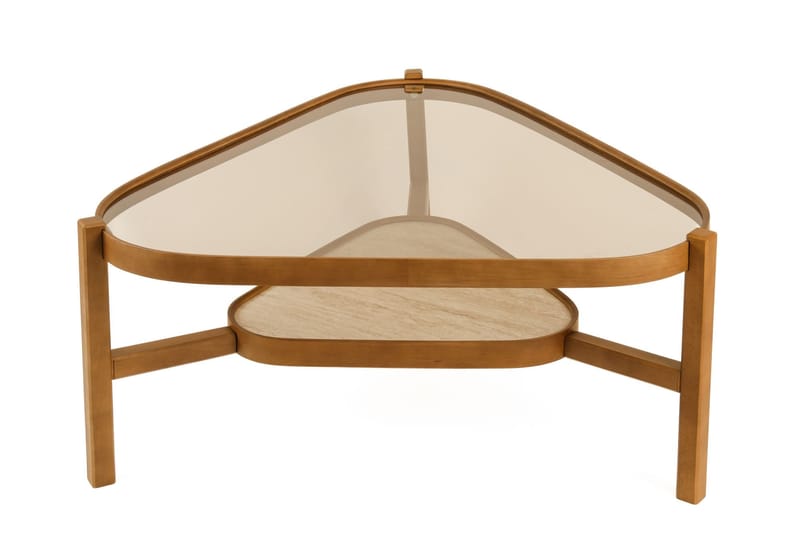 Salongbord Wallxpert Capella (95 x 48 x 95 cm) Valnøtt travertin - Valnøtt og travertin - Møbler - Bord - Sofabord