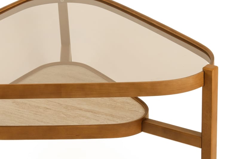 Salongbord Wallxpert Capella (95 x 48 x 95 cm) Valnøtt travertin - Valnøtt og travertin - Møbler - Bord - Sofabord