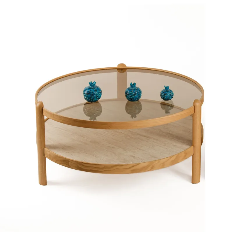 Salongbord Wallxpert Golf (100 x 48 x 100 cm) Oak Travertine, Eik travertin