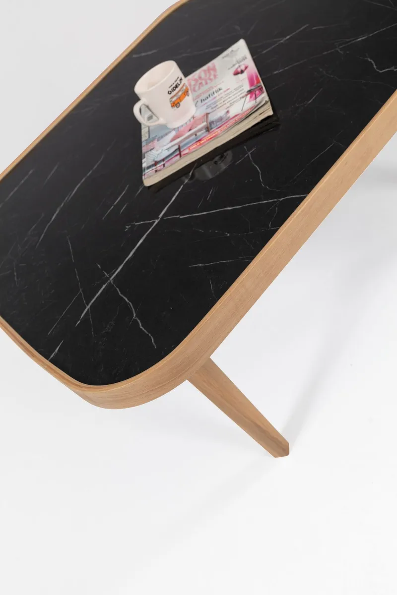 Salongbord Wallxpert Hera (90 x 42 x 90 cm) Eik svart marmor - Eik og svart marmor - Møbler - Bord - Sofabord