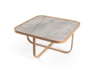 Salongbord Wallxpert Hisar (90 x 45 x 90 cm) Eik grå marmor - Eik og grå marmor - Møbler - Bord - Sofabord
