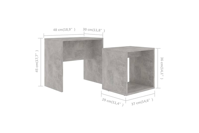 Salongbordsett betonggrå 48x30x45 cm sponplate - Sofabord