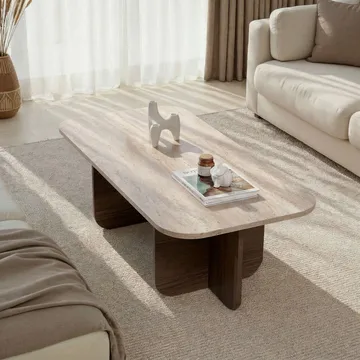 Salrin sofabord 120x41x60 cm - Travertin/Venezia-valnøtt - Møbler - Bord - Sofabord
