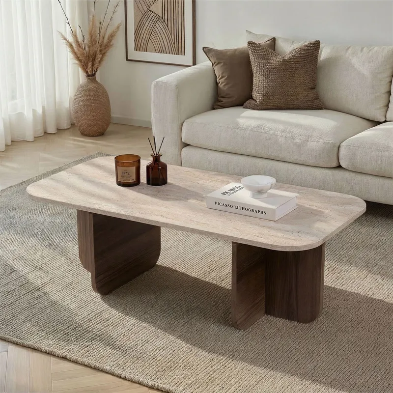 Salrin sofabord 120x41x60 cm - Travertin/Venezia-valnøtt - Møbler - Bord - Sofabord