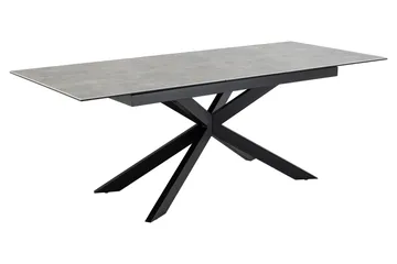 Salupa Uttrekkbart Rektangulært Spisebord 168–210 cm med Glassplate, Betong- og Metallutseende - Grå - Møbler - Bord - Spisebord & kjøkkenbord