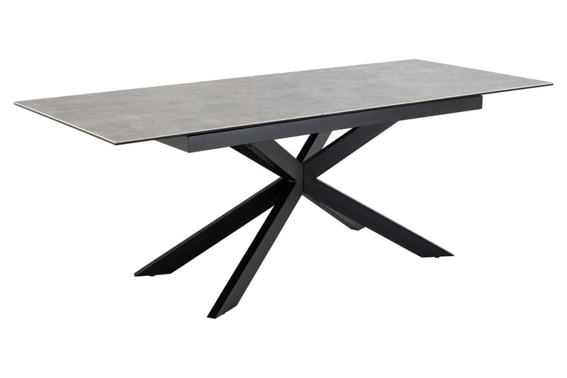 Salupa Uttrekkbart Rektangulært Spisebord 168–210 cm med Glassplate, Betong- og Metallutseende - Grå - Møbler - Bord - Spisebord & kjøkkenbord
