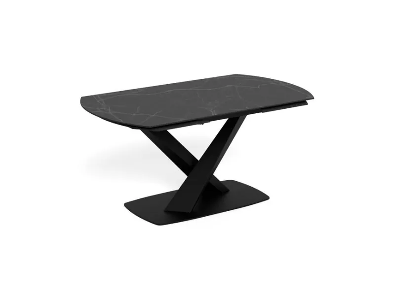 Salvas uttrekkbart spisebord 160–240 cm ovalt, Matt svart topp med hvite nyanser; svart base