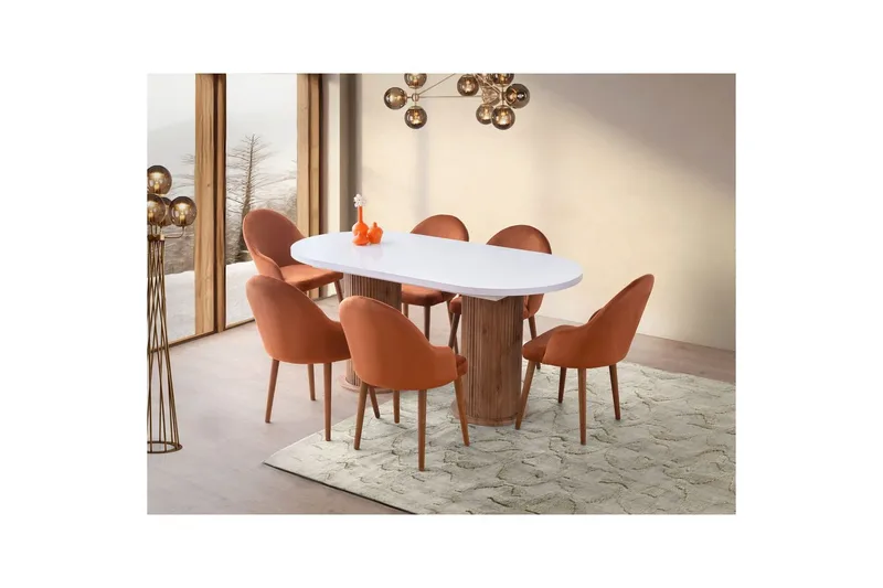 Samtens Spisebord 180 cm Oval - Hvit - Møbler - Bord - Spisebord & kjøkkenbord