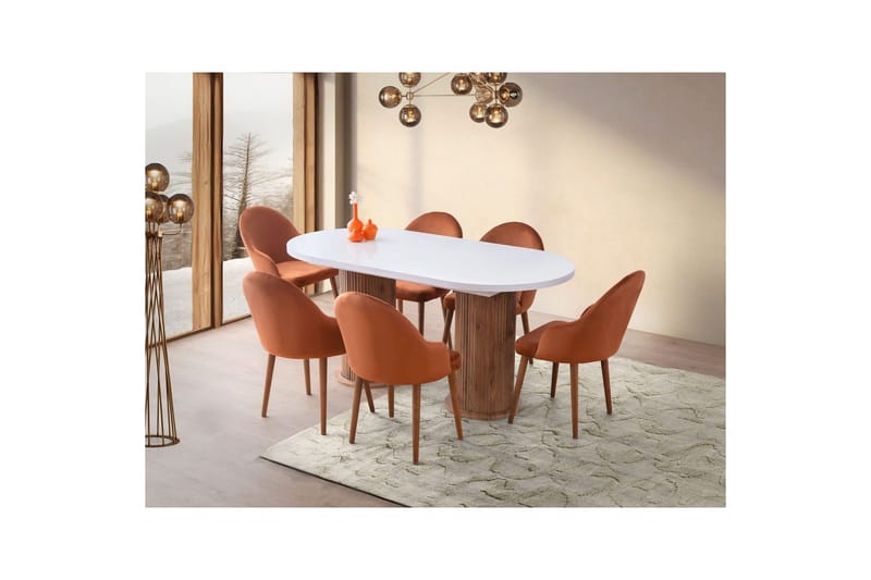 Samtens Spisebord 180 cm Oval - Hvit - Møbler - Bord - Spisebord & kjøkkenbord