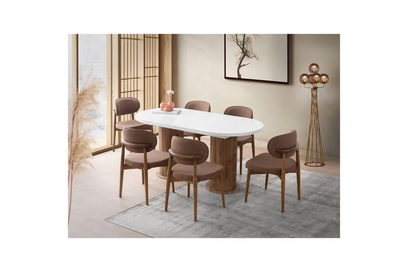 Samtens Spisebord 180 cm Oval - Hvit - Møbler - Bord - Spisebord & kjøkkenbord