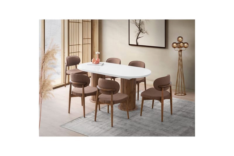 Samtens Spisebord 180 cm Oval - Hvit - Møbler - Bord - Spisebord & kjøkkenbord