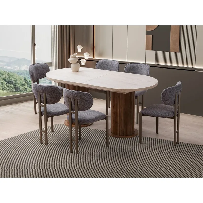 Samtens Spisebord Oval 180 cm - Brun/Taupe - Møbler - Bord - Spisebord & kjøkkenbord