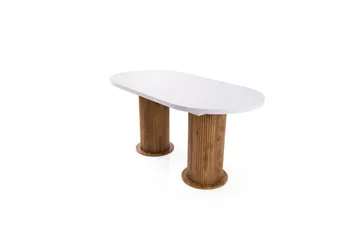 Samtens Uttrekkbart Ovalt Spisebord 180 cm med Tre- og Valnøttutseende - Hvit - Møbler - Bord - Spisebord & kjøkkenbord