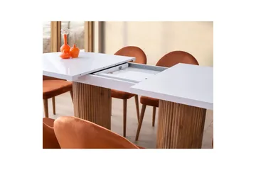 Samtens Uttrekkbart Ovalt Spisebord 180 cm med Tre- og Valnøttutseende - Hvit - Møbler - Bord - Spisebord & kjøkkenbord
