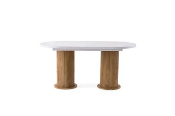 Samtens Uttrekkbart Ovalt Spisebord 180 cm med Tre- og Valnøttutseende - Hvit - Møbler - Bord - Spisebord & kjøkkenbord
