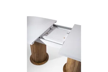 Samtens Uttrekkbart Ovalt Spisebord 180 cm med Tre- og Valnøttutseende - Hvit - Møbler - Bord - Spisebord & kjøkkenbord