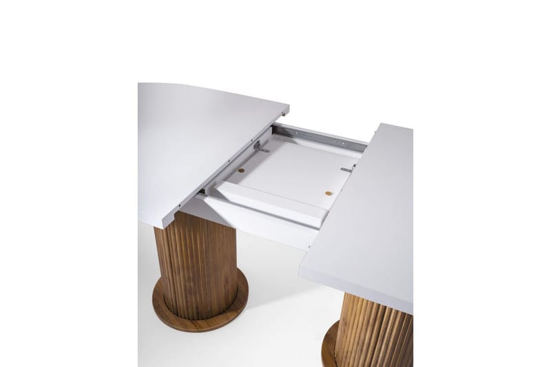 Samtens Uttrekkbart Ovalt Spisebord 180 cm med Tre- og Valnøttutseende - Hvit - Møbler - Bord - Spisebord & kjøkkenbord