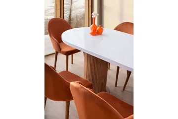 Samtens Uttrekkbart Ovalt Spisebord 180 cm med Tre- og Valnøttutseende - Hvit - Møbler - Bord - Spisebord & kjøkkenbord