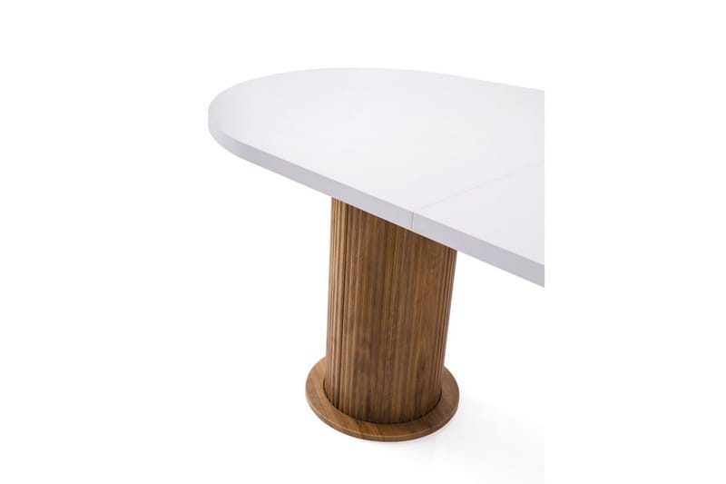 Samtens Uttrekkbart Ovalt Spisebord 180 cm med Tre- og Valnøttutseende - Hvit - Møbler - Bord - Spisebord & kjøkkenbord