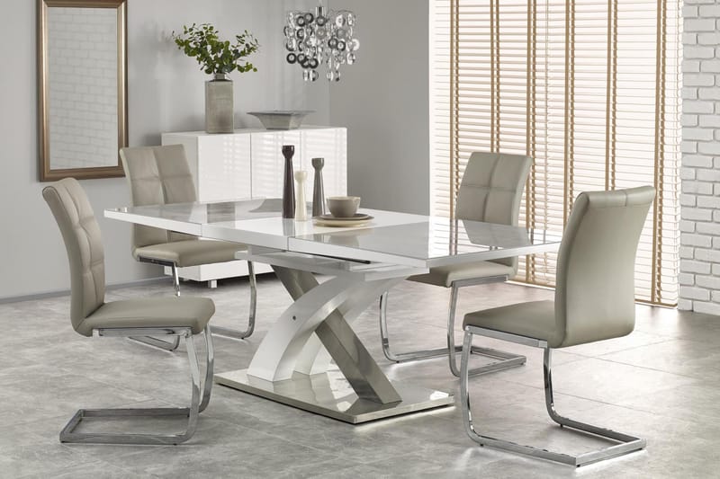 Sandor Forlengningsbart Spisebord 160 cm - Grå/Hvit - Spisebord & kjøkkenbord
