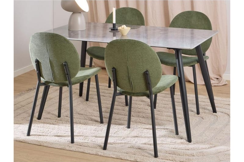 Sanjoan Spisegruppe 140 Cm + 4 Toroni Spisestuestoler - Grå/Svart/Grønn - Møbler - Bord - Spisegrupper