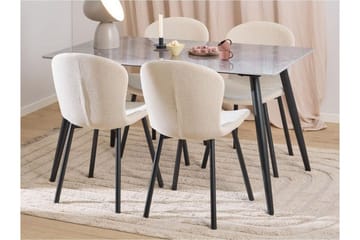 Sanjoan Spisegruppe 140 cm + 4 stk. Amrita Spisestoler - Grå/Beige/Svart - Møbler - Bord - Spisegrupper