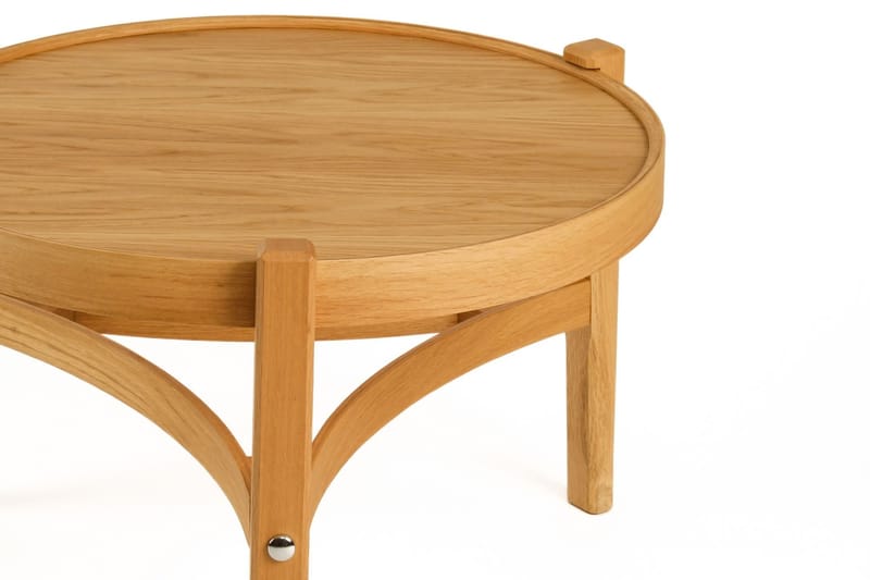 Sarnor Lite Rundt Sofabord 60 cm med Buede Tverrstøtter i Eik - Beige - Møbler - Bord - Sofabord