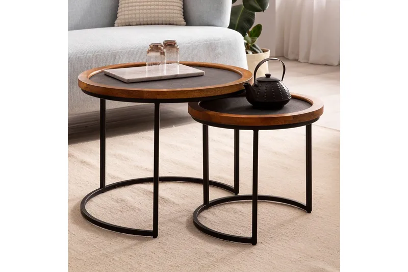 Satsbord Wohnling Ljusbrun, Antracit, Svart - Møbler - Bord - Avlastningsbord - Settbord