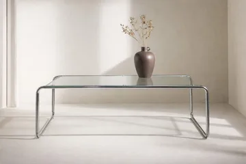 Saturnus Rektangulært Sofabord 120 cm i Glass og Metall - Klar - Møbler - Bord - Sofabord