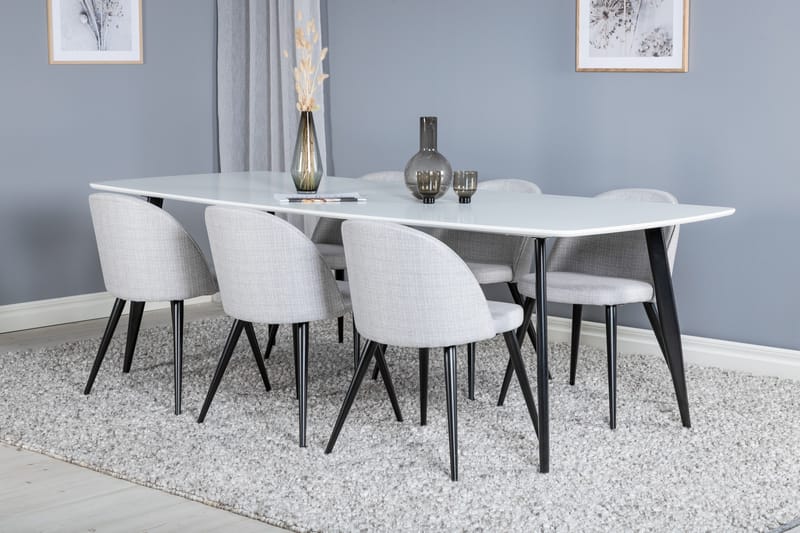 Sedavi Matgruppe 240 cm Rektangulær med 6 Sedavi Stoler - Svart - Møbler - Bord - Spisegrupper