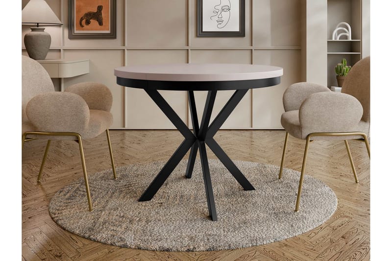 Sereth Matbord 100 cm Rund - Beige/Svart - Møbler - Bord - Spisebord & kjøkkenbord