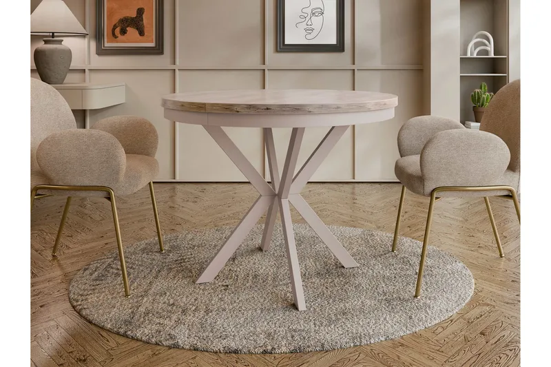 Sereth Matbord 100 cm Rund - Brun/Beige - Møbler - Bord - Spisebord & kjøkkenbord